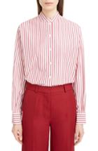 Women's Victoria Beckham Stripe Cotton Poplin Shirt Us / 10 Uk - Red