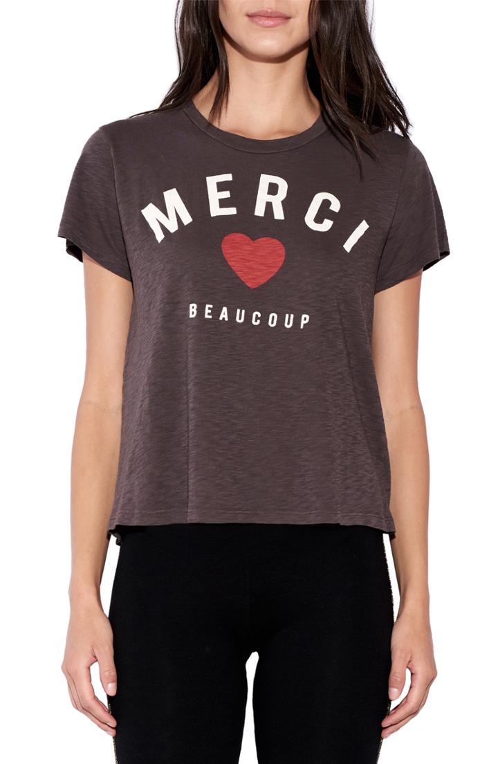 Women's Sundry Merci Beaucoup Graphic Tee - Black