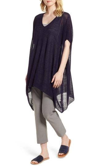 Women's Eileen Fisher Organic Linen Blend Poncho Sweater