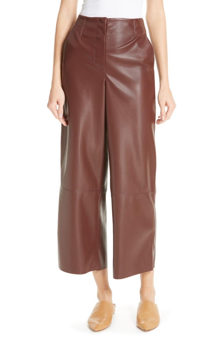 Women's Nanushka Africa Faux Leather Wide Leg Crop Pants - Purple