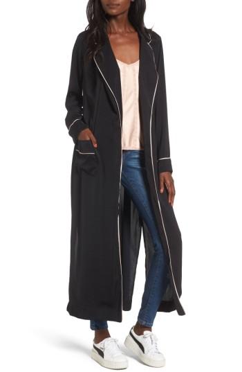 Women's Love, Fire Satin Robe Jacket - Black