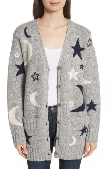 Women's Chinti & Parker Midnight Sky Wool Blend Boyfriend Cardigan - Grey