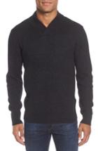 Men's Schott Nyc Waffle Knit Thermal Wool Blend Pullover - Black