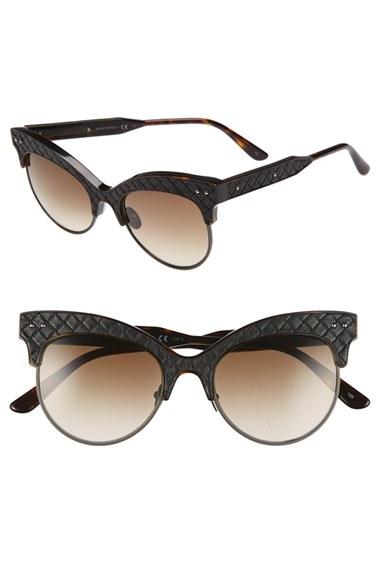 Women's Bottega Veneta 52mm Cat Eye Sunglasses - Havana/ Havana/ Brown