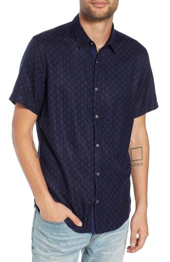 Men's Treasure & Bond Trim Fit Print Sport Shirt - Blue/green