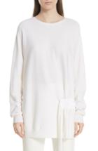 Women's Tibi Side Shirred Merino Wool Tunic Sweater - Ivory