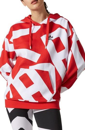 Women's Adidas Ba Graphic Hoodie - Red