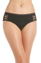 Women's Becca Color Play Lace-up Hipster Bikini Bottoms - Black