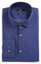 Men's Boss Jenno Slim Fit Stretch Stripe Dress Shirt - Blue