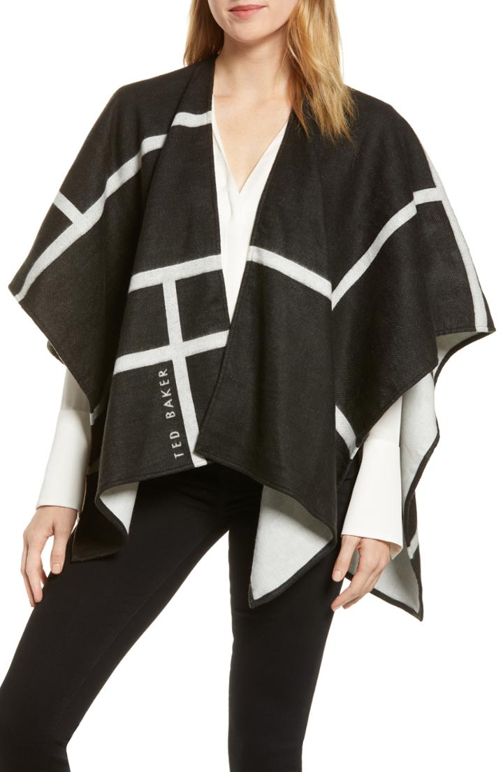 Women's Ted Baker London Geo Square Blanket Cape, Size - Black
