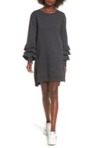 Women's Bp. Tier Sleeve Sweatshirt Dress, Size - Grey