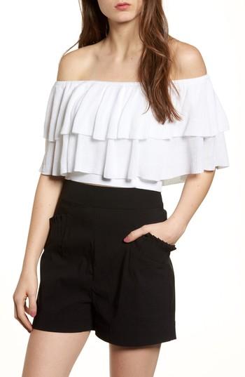 Women's Leith Ruffle Off The Shoulder Sweater - White
