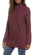 Women's Caslon Ribbed Turtleneck Tunic Sweater - Burgundy