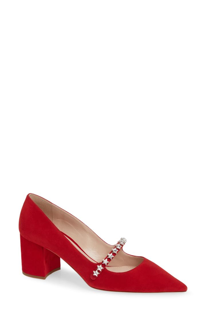Women's Miu Miu Jewel Star Mary Jane Pump Us / 34eu - Red