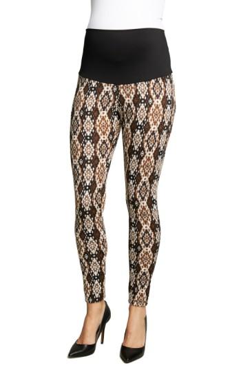Women's Maternal America 'belly Support' Ikat Print Maternity Leggings - Purple