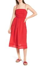Women's Bp. Lace Trim Midi Dress, Size - Red