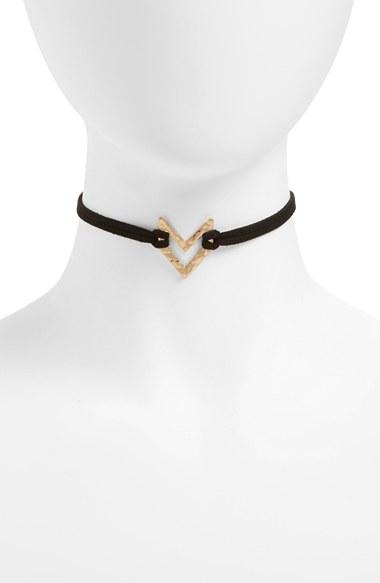 Women's Canvas Jewelry Chevron Leather Choker