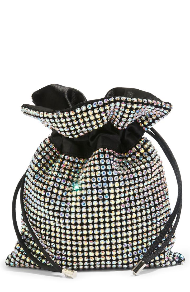 Topshop Cher Diamante Pouch Handbag - Metallic