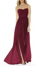 Women's Social Bridesmaids Strapless Georgette Gown - Burgundy