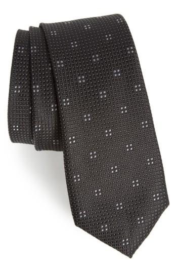 Men's Calibrate Classic Neat Silk Tie, Size - Black
