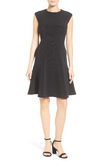 Petite Women's Halogen Ottoman Knit Fit & Flare Dress P - Black