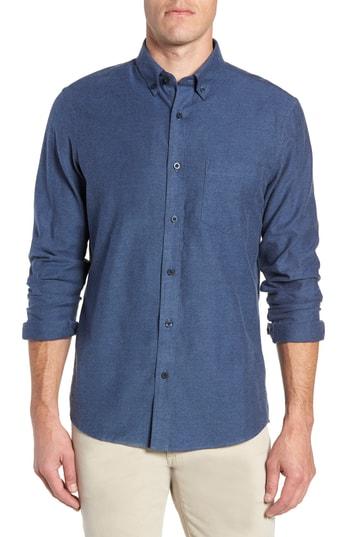 Men's Nordstrom Men's Shop Traditional Fit Brushed Twill Sport Shirt - Blue