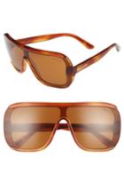 Women's Tom Ford Porfirio 135mm One-piece Lens Shield Sunglasses - Shiny Black/ Smoke