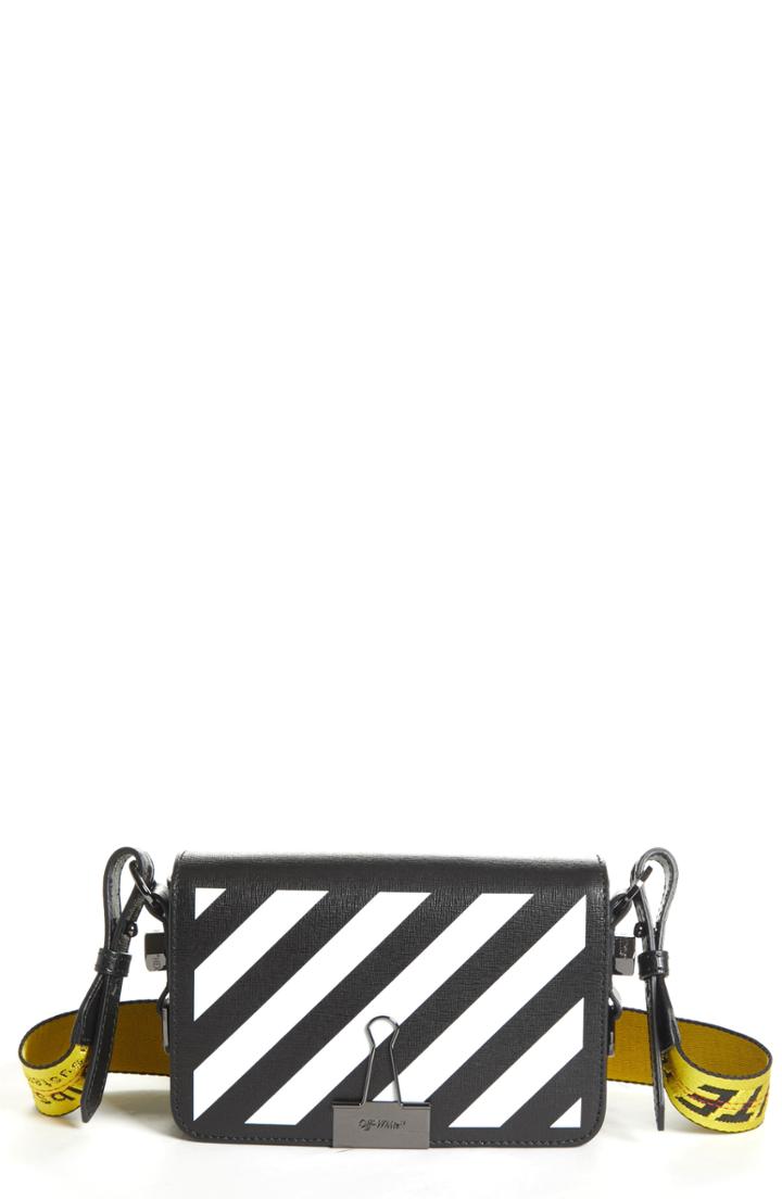 Off-white Diagonal Stripe Mini Flap Bag - Pink