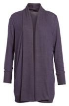 Petite Women's Gibson Cozy Fleece Ribbed Cardigan, Size Regular - Purple