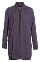 Petite Women's Gibson Cozy Fleece Ribbed Cardigan, Size Regular - Purple