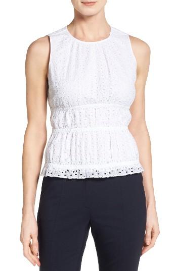 Women's Classiques Entier Smocked Eyelet Shell - White