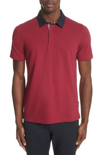 Men's Emporio Armani Slim Fit Pique Polo Shirt - Burgundy