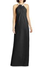 Women's Dessy Collection Beaded Halter Neck Crepe Gown