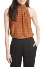 Women's Diane Von Furstenberg Print Silk High Neck Blouse - Brown