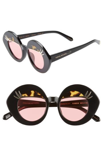 Women's Karen Walker X Disney Minnie Mouse Eyes For You 44mm Round Sunglasses - Black/ Pink