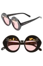 Women's Karen Walker X Disney Minnie Mouse Eyes For You 44mm Round Sunglasses - Black/ Pink