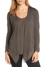 Petite Women's Nic+zoe Paired Up Silk Blend Cardigan P - Green