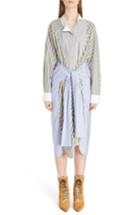 Women's Loewe Tie Waist Cotton Poplin Shirtdress -4 Us / 36 Fr - Blue