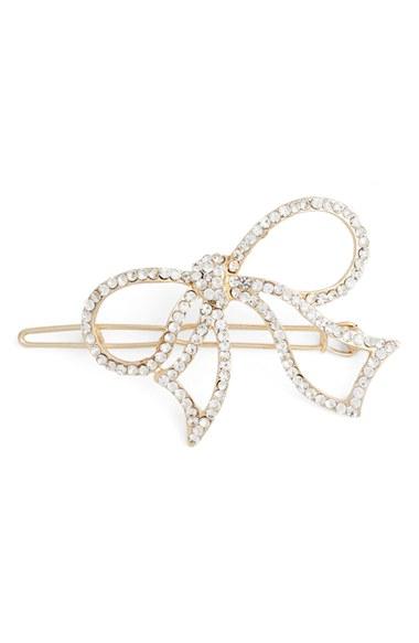 L. Erickson Crystal Bow Tige Boule Barrette