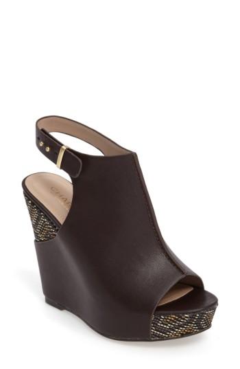Women's Charles By Charles David Ames Platform Wedge Sandal .5 M - Brown
