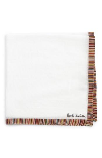 Men's Paul Smith Multistripe Trim Pocket Square, Size - White