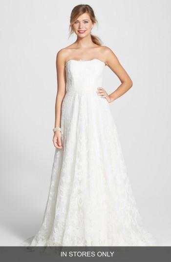 Women's Bliss Monique Lhuillier Lace A-line Dress - White