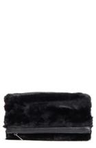 Leith Faux Fur Foldover Clutch - Black