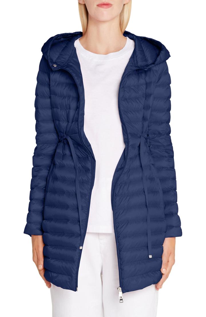Women's Moncler Barbel Tie Waist Hooded Down Coat - Blue