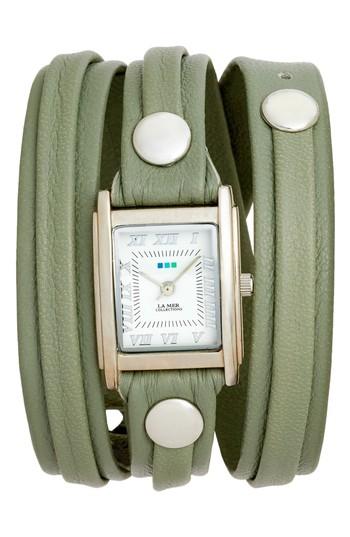 Women's La Mer Collections Saturn Leather Strap Wrap Watch, 25mm