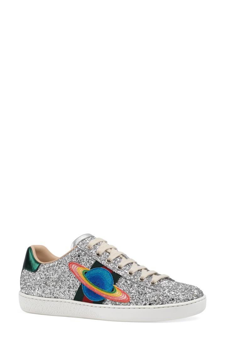 Women's Gucci 'new Ace' Low Top Sneaker .5us / 38.5eu - Metallic