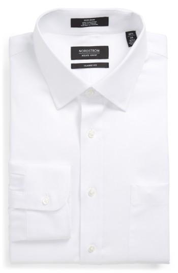 Men's Nordstrom Men's Shop Classic Fit Non-iron Solid Dress Shirt - 36 - White