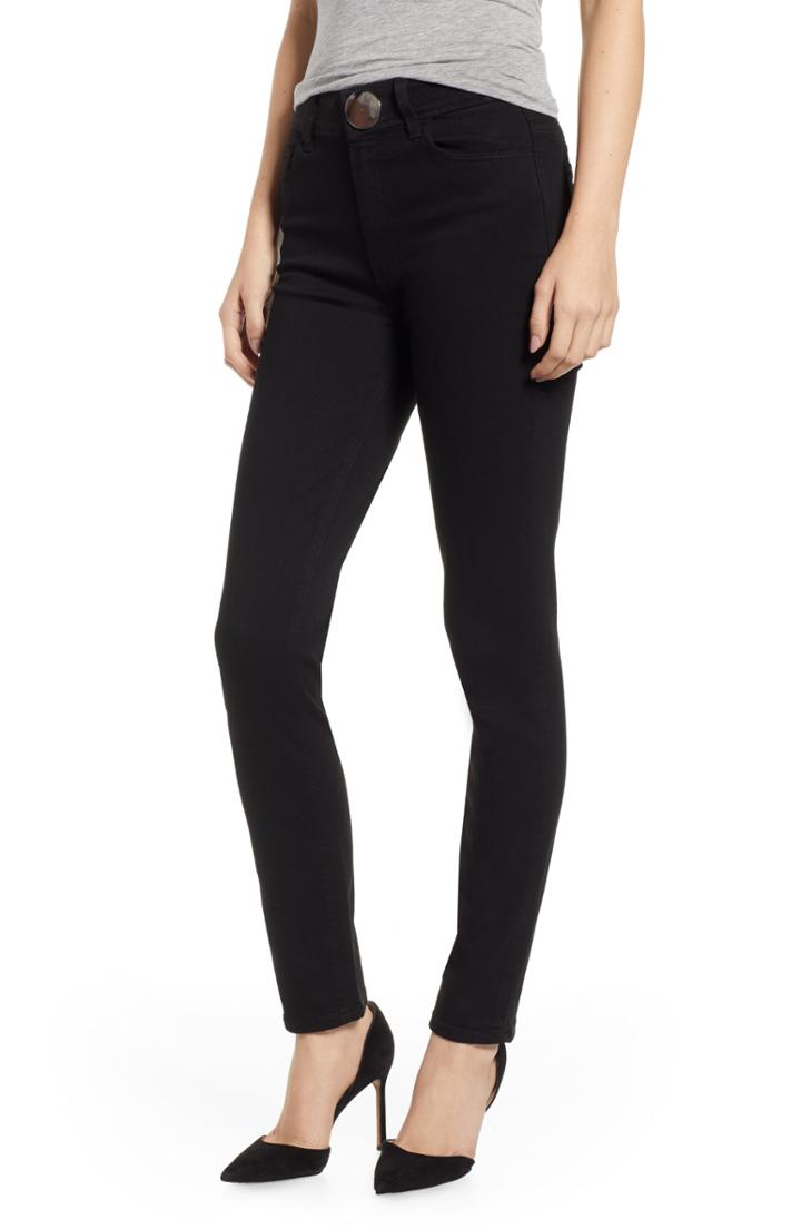 Women's Paige Transcend - Margot Snap High Waist Ankle Peg Jeans - Black