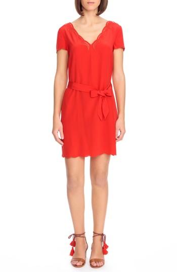 Women's Sezane Anabella Belted Silk Dress Us / 34 Fr - Red