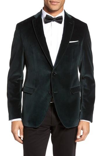 Men's Boss Reman Trim Fit Velvet Dinner Jacket R - Green